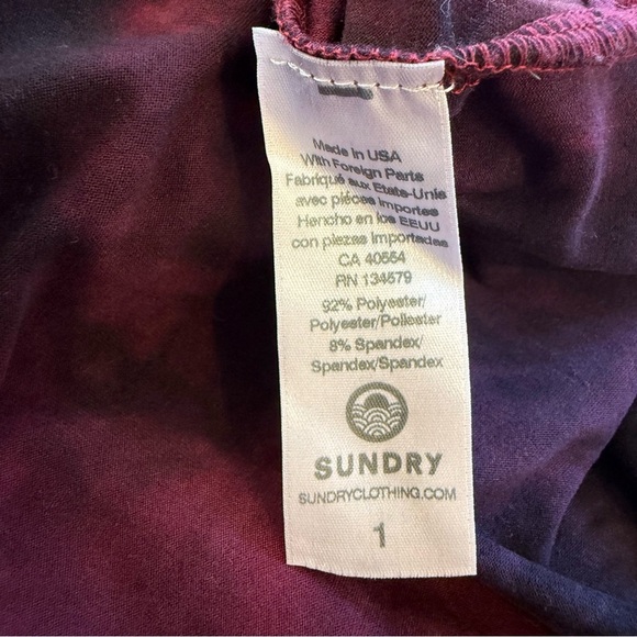 Sundry Women’s Tie-Dye Burgundy Side Slit Midi Skirt Size 1 - Picture 11 of 12